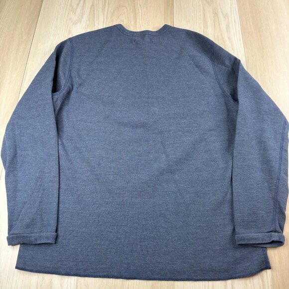 Outer Known Mens Navy Blue Long Sleeve Waffle Knit Thermal T-Shirt Size X-Large - Picture 2 of 10